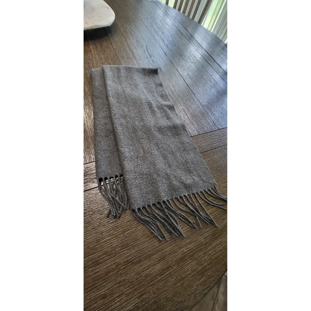 V Fraas Scarf Solid Gray Cashmink Made Germany Long Fringe Soft Warm